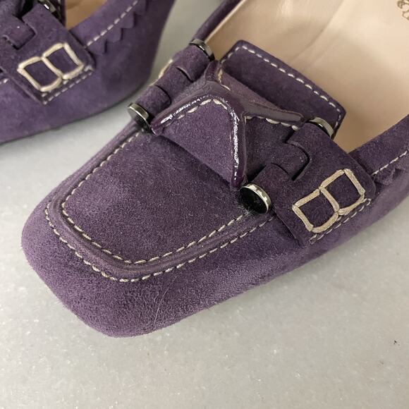 Tod’s Purple Lavender Suede Heeled Loafer Elegant Designer Italian Sz 7 - Picture 7 of 16